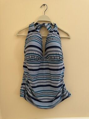 Amerex navy teal geometric tankini top XXL
